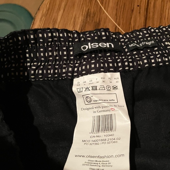 Olsen navy linen pants size 4. - Picture 3 of 6